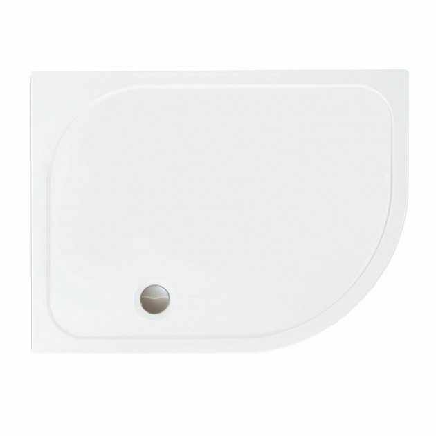 Merlyn MStone Stone Resin Offset Quadrant Shower Tray with Waste 900mm x 760mm Right Handed - White - D976QR - TAP 'N' SHOWER