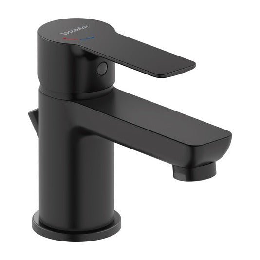 Duravit D - Code Single Lever Small FreshStart Basin Mixer w/ MinusFlow and Waste Lever - Matt Black - DC1013001046 - TAP 'N' SHOWER