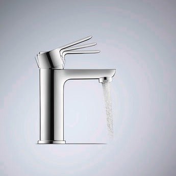 Duravit D - Code Single Lever Medium FreshStart Basin Mixer w/ MinusFlow and Waste Lever - Chrome - DC1023001010 - TAP 'N' SHOWER