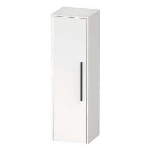 Duravit D - Code 1320 x 400mm 1 Door Left Opening Semi - Tall Cabinet w/ Black Handles - Matt White - DC1338LBD180000 - TAP 'N' SHOWER
