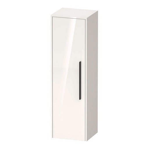 Duravit D - Code 1320 x 400mm 1 Door Left Opening Semi - Tall Cabinet w/ Black Handles - Gloss White - DC1338LBD220000 - TAP 'N' SHOWER