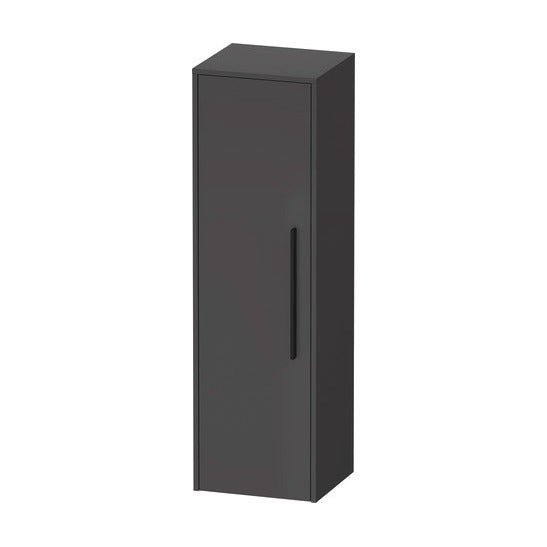 Duravit D - Code 1320 x 400mm 1 Door Left Opening Semi - Tall Cabinet w/ Black Handles - Matt Graphite - DC1338LBD490000 - TAP 'N' SHOWER