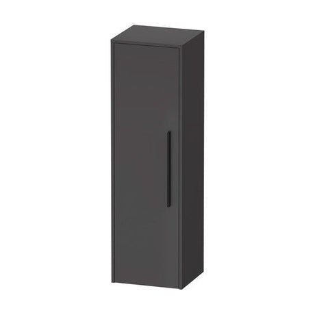 Duravit D - Code 1320 x 400mm 1 Door Left Opening Semi - Tall Cabinet w/ Black Handles - Matt Graphite - DC1338LBD490000 - TAP 'N' SHOWER