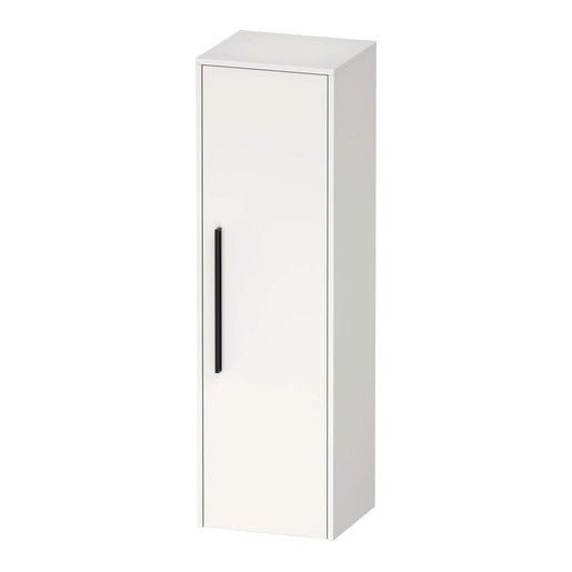 Duravit D - Code 1320 x 400mm 1 Door Right Opening Semi - Tall Cabinet w/ Black Handles - Matt White - DC1338RBD180000 - TAP 'N' SHOWER