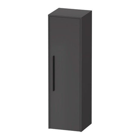 Duravit D - Code 1 Door Right Opening Semi - Tall Cabinet w/ Black Handles 1320 x 400mm - Matt Graphite - DC1338RBD490000 - TAP 'N' SHOWER