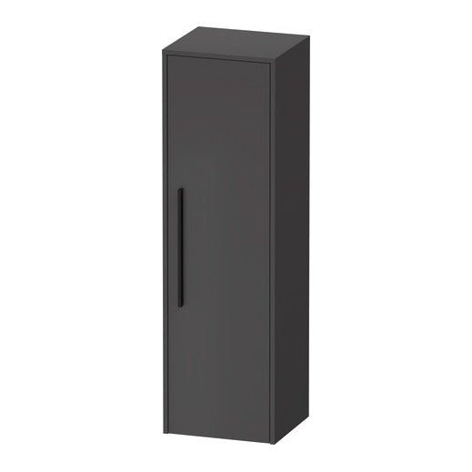 Duravit D - Code 1 Door Right Opening Semi - Tall Cabinet w/ Black Handles 1320 x 400mm - Matt Graphite - DC1338RBD490000 - TAP 'N' SHOWER
