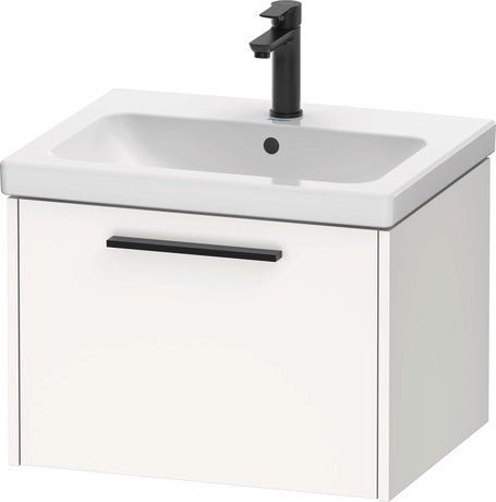 Duravit D - Code 1 Drawer Wall Hung Vanity Unit with Black Handle 584mm x 460mm - Matt White - DC46650BD180000 - TAP 'N' SHOWER