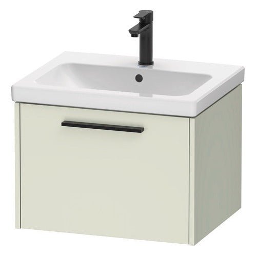 Duravit D - Code 1 Drawer Wall Hung Vanity Unit with Black Handle 584mm x 460mm - Pale Green - DC46650BDHH0000 - TAP 'N' SHOWER