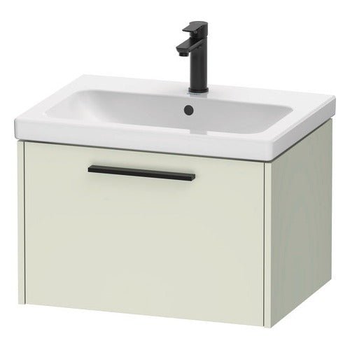 Duravit D - Code 1 Drawer Wall Hung Vanity Unit with Black Handle 634mm x 460mm - Pale Green - DC46660BDHH0000 - TAP 'N' SHOWER