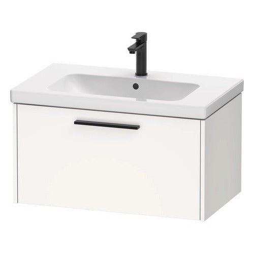 Duravit D - Code 1 Drawer Wall Hung Vanity Unit with Black Handle 784mm x 460mm - Matt White - DC46670BD180000 - TAP 'N' SHOWER