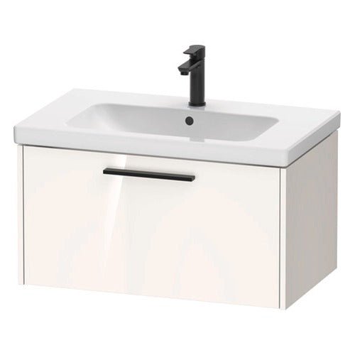 Duravit D - Code 1 Drawer Wall Hung Vanity Unit with Black Handle 784mm x 460mm - Gloss White - DC46670BD220000 - TAP 'N' SHOWER