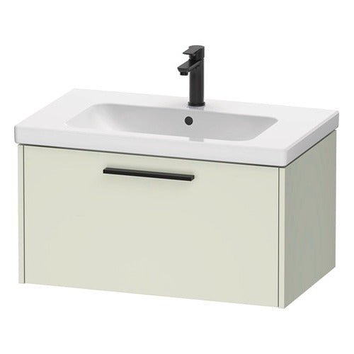 Duravit D - Code 1 Drawer Wall Hung Vanity Unit with Black Handle 784mm x 460mm - Pale Green - DC46670BDHH0000 - TAP 'N' SHOWER