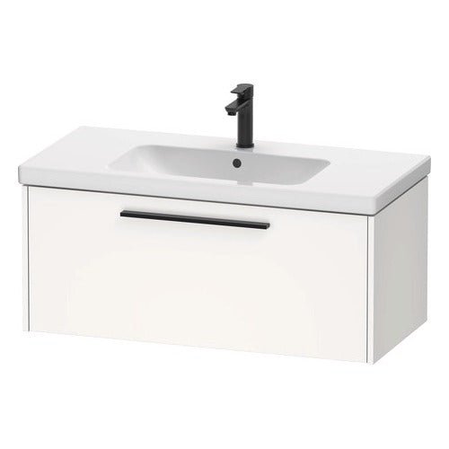 Duravit D - Code 984mm x 460mm 1 Drawer Wall Hung Vanity Unit with Black Handle - Matt White - DC46680BD180000 - TAP 'N' SHOWER