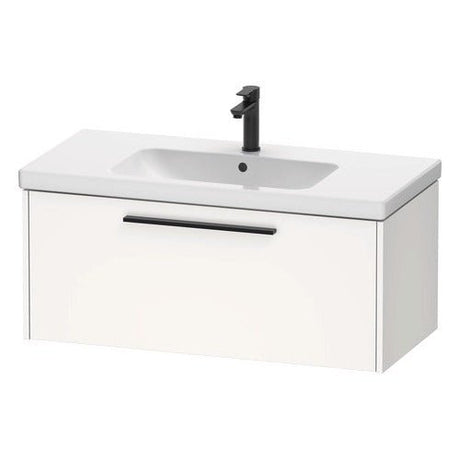 Duravit D - Code 984mm x 460mm 1 Drawer Wall Hung Vanity Unit with Black Handle - Matt White - DC46680BD180000 - TAP 'N' SHOWER