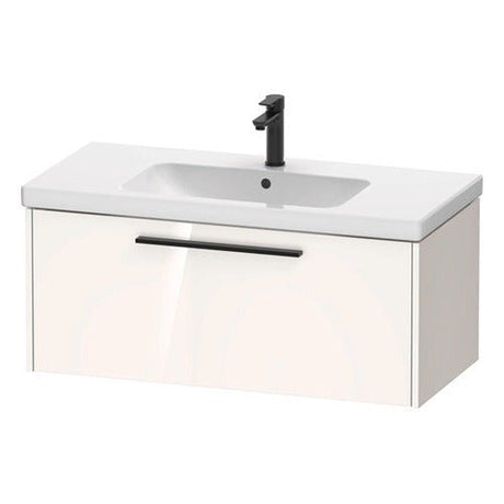 Duravit D - Code 1 Drawer Wall Hung Vanity Unit with Black Handle 984mm x 460mm - Gloss White - DC46680BD220000 - TAP 'N' SHOWER