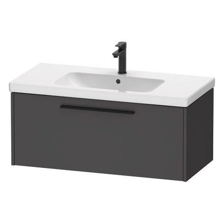 Duravit D - Code 1 Drawer Wall Hung Vanity Unit with Black Handle 984mm x 460mm - Matt Graphite - DC46680BD490000 - TAP 'N' SHOWER