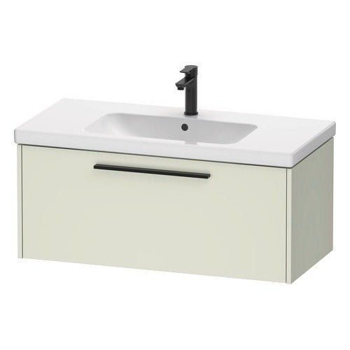 Duravit D - Code 1 Drawer Wall Hung Vanity Unit with Black Handle 984mm x 460mm - Pale Green - DC46680BDHH0000 - TAP 'N' SHOWER