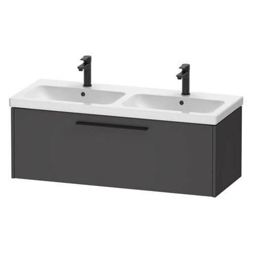 Duravit D - Code 1184mm x 460mm 1 Drawer Wall Hung Vanity Unit with Black Handle - Matt Graphite - DC46690BD490000 - TAP 'N' SHOWER