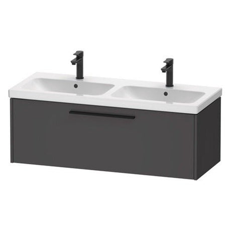Duravit D - Code 1184mm x 460mm 1 Drawer Wall Hung Vanity Unit with Black Handle - Matt Graphite - DC46690BD490000 - TAP 'N' SHOWER