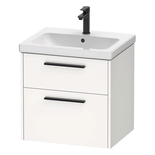 Duravit D - Code 2 Drawer Wall Hung Vanity Unit with Black Handle 584mm x 460mm - Matt White - DC46700BD180000 - TAP 'N' SHOWER