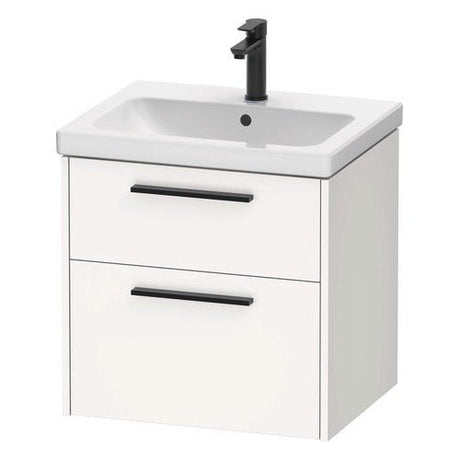 Duravit D - Code 2 Drawer Wall Hung Vanity Unit with Black Handle 584mm x 460mm - Matt White - DC46700BD180000 - TAP 'N' SHOWER