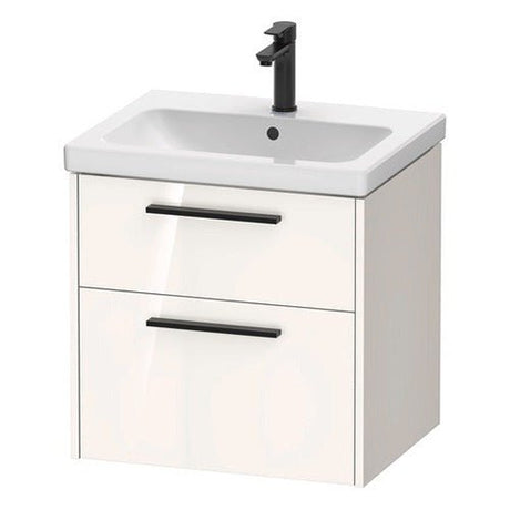 Duravit D - Code 2 Drawer Wall Hung Vanity Unit with Black Handle 584mm x 460mm - Gloss White - DC46700BD220000 - TAP 'N' SHOWER