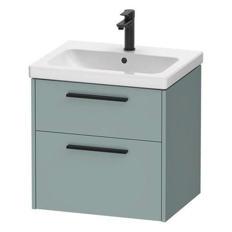 Duravit D - Code 2 Drawer Wall Hung Vanity Unit with Black Handle 584mm x 460mm - Fjord Green - DC46700BDHG0000 - TAP 'N' SHOWER