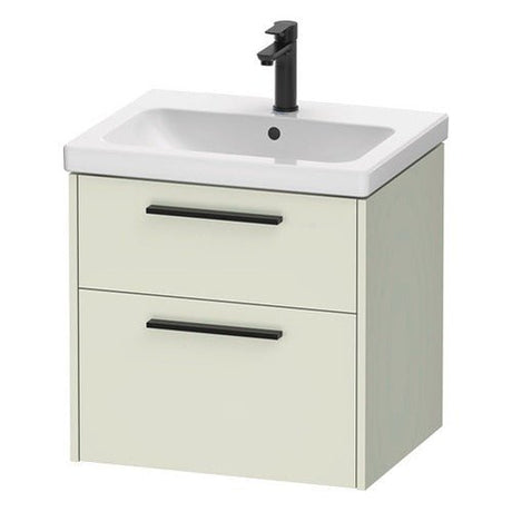 Duravit D - Code 2 Drawer Wall Hung Vanity Unit with Black Handle 584mm x 460mm - Pale Green - DC46700BDHH0000 - TAP 'N' SHOWER