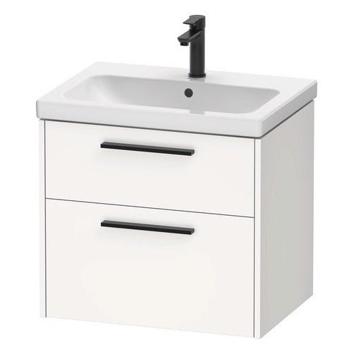 Duravit D - Code 2 Drawer Wall Hung Vanity Unit with Black Handle 634mm x 460mm - Matt White - DC46710BD180000 - TAP 'N' SHOWER