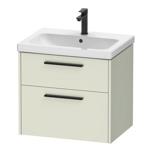 Duravit D - Code 2 Drawer Wall Hung Vanity Unit with Black Handle 634mm x 460mm - Pale Green - DC46710BDHH0000 - TAP 'N' SHOWER