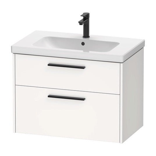 Duravit D - Code 784mm x 460mm 2 Drawer Wall Hung Vanity Unit with Black Handle - Matt White - DC46720BD180000 - TAP 'N' SHOWER