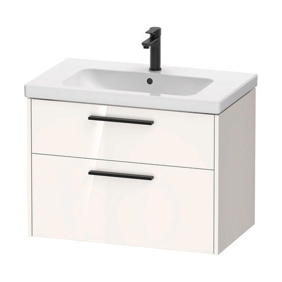 Duravit D - Code 784mm x 460mm 2 Drawer Wall Hung Vanity Unit with Black Handle - Gloss White - DC46720BD220000 - TAP 'N' SHOWER