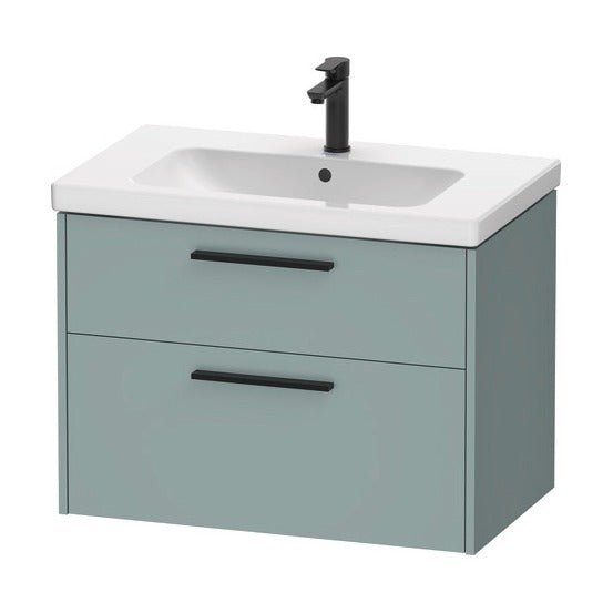 Duravit D - Code 784mm x 460mm 2 Drawer Wall Hung Vanity Unit with Black Handle - Fjord Green - DC46720BDHG0000 - TAP 'N' SHOWER
