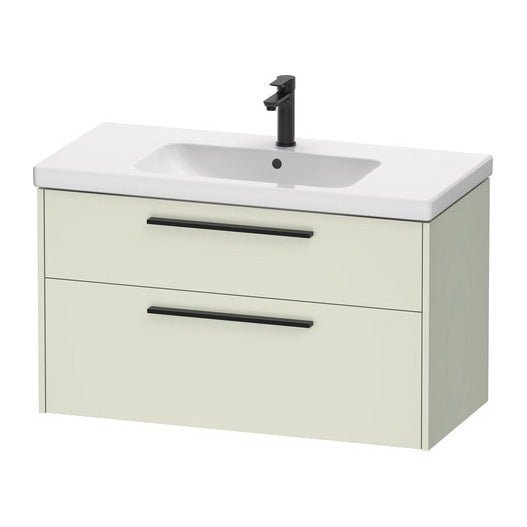 Duravit D - Code 2 Drawer Wall Hung Vanity Unit with Black Handle 984mm x 460mm - Pale Green - DC46730BDHH0000 - TAP 'N' SHOWER