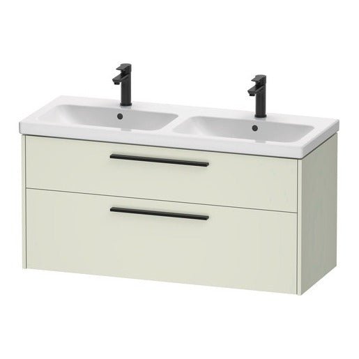 Duravit D - Code 2 Drawer Wall Hung Vanity Unit with Black Handle 1184mm x 460mm - Pale Green - DC46740BDHH0000 - TAP 'N' SHOWER