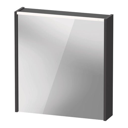 Duravit D - Code Illuminated Left Opening Mirror Cabinet 650mm x 700mm - Matt Graphite - DC7105L49493000 - TAP 'N' SHOWER