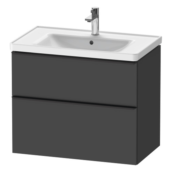 Duravit D - Neo 1 Drawer Vanity Unit Only Wall Mounted 784mm Wide - Matt Graphite - DE43550BD490000 - TAP 'N' SHOWER