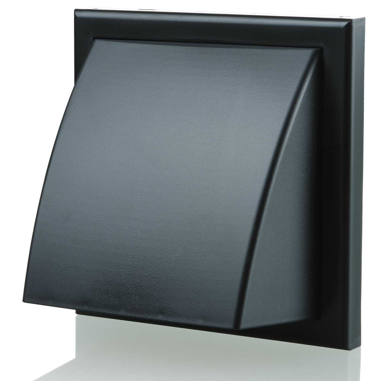 Blauberg plastic cowled hooded black air ventilation wall grille with removable hood and single blade shutter, 100mm.