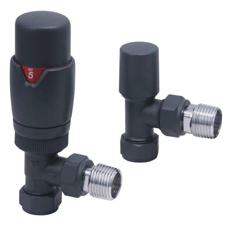 Scudo Designer Twin Pack TRV Angled - Carbon Anthracite - DES - TRV - ANG - CARB - TAP 'N' SHOWER