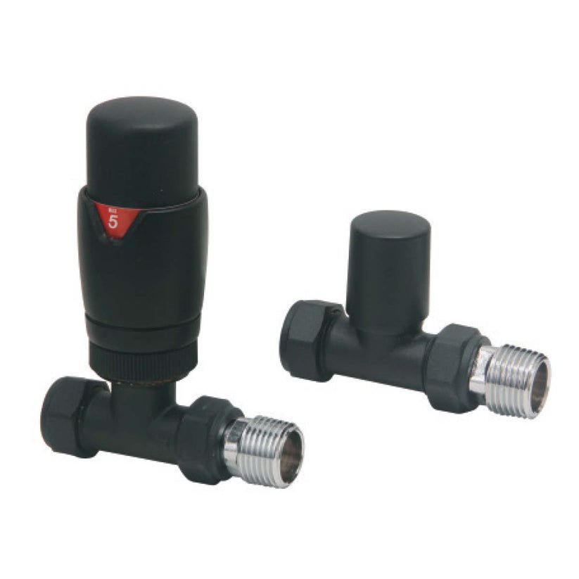 Scudo Designer Twin Pack TRV Straight - Black - DES - TRV - STR - BLK - TAP 'N' SHOWER
