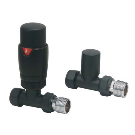 Scudo Designer Twin Pack TRV Straight - Black - DES - TRV - STR - BLK - TAP 'N' SHOWER