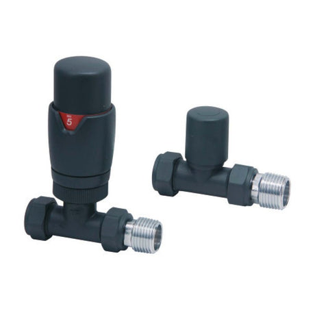 Scudo Designer Twin Pack TRV Straight - Carbon Anthracite - DES - TRV - STR - CARB - TAP 'N' SHOWER
