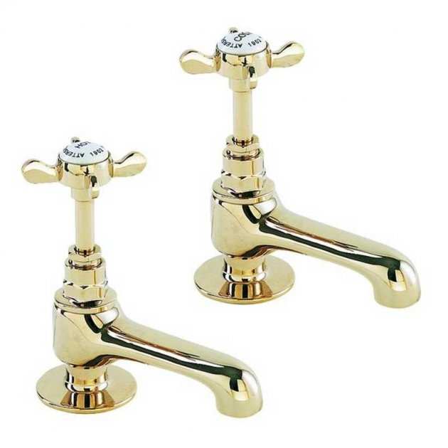 Deva Coronation Traditional Basin Taps Pair - Gold - CR19501 - TAP 'N' SHOWER