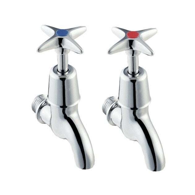 Deva 1/2 Inch Cross Handle Bib Taps BS5412 Pair - Chrome - 095X - TAP 'N' SHOWER
