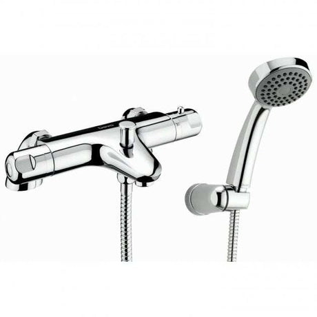 Deva Dynamic Pillar Mounted Modern Thermostatic Bath Shower Mixer Tap - Chrome - DYN106