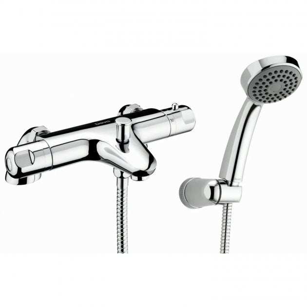 Deva Dynamic Pillar Mounted Modern Thermostatic Bath Shower Mixer Tap - Chrome - DYN106