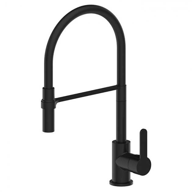 Deva Ellesmere Modern Flexi Pull - Out Kitchen Sink Mixer Tap - Matte Black - ELSMBK - TAP 'N' SHOWER