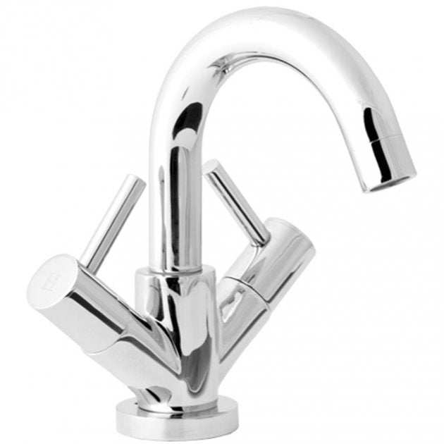 Deva Insignia Modern Mono Basin Mixer Tap Dual Handle with Press Top Waste - Chrome - INS120 - TAP 'N' SHOWER