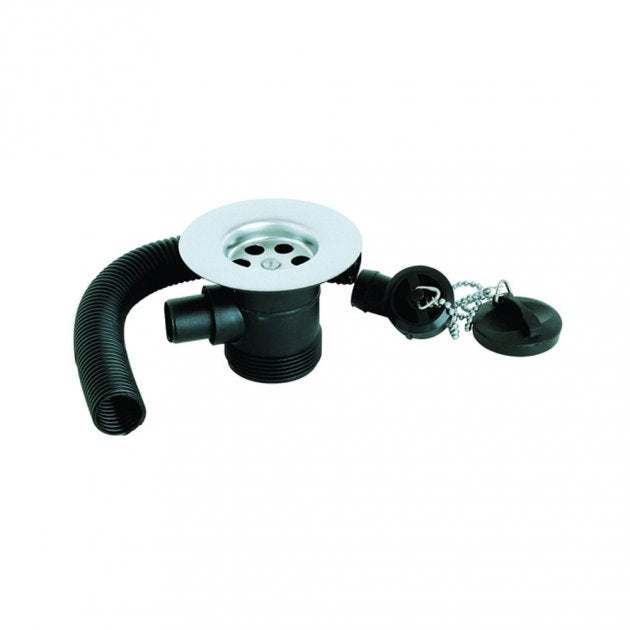 Deva 1 1/2 Inch Chrome Kitchen Sink Waste with Overflow - FOV412 - TAP 'N' SHOWER