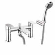 Deva Zonos Pillar modern chrome bath shower mixer tap with handheld showerhead and dual lever design